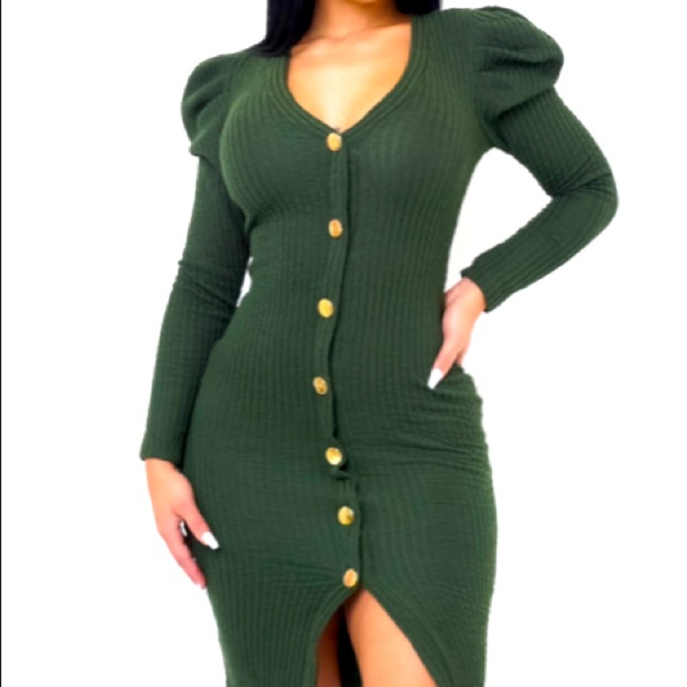 “Mood” Long Sleeve Midi Dress